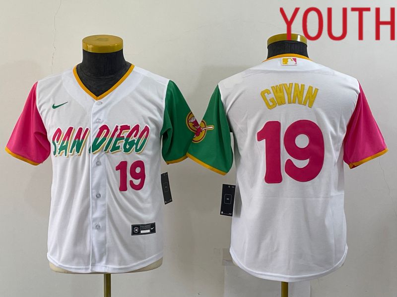 Youth San Diego Padres 19 Gwynn White City Edition Nike 2022 MLB Jersey